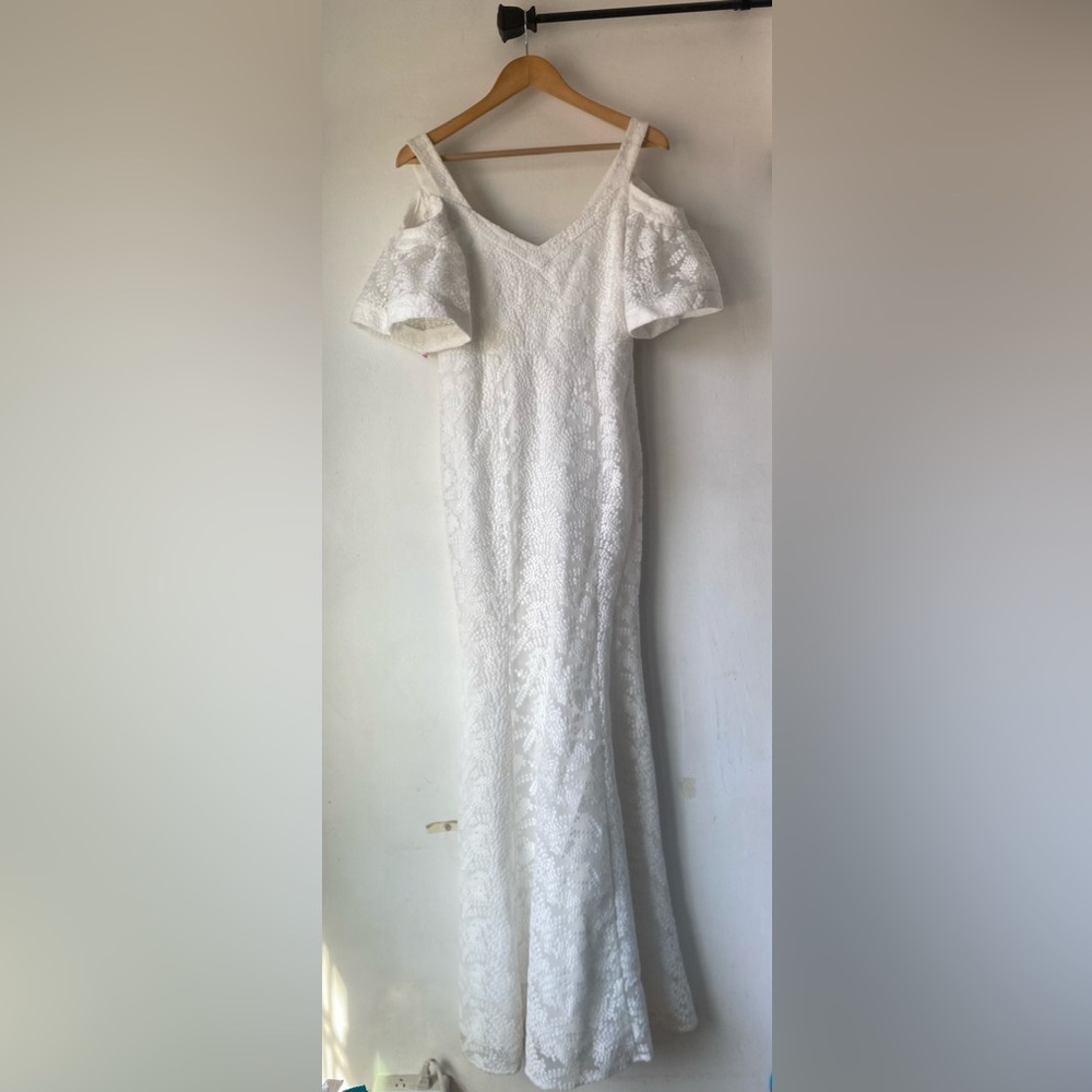 INA M Embroidered Mesh Maxi Dress